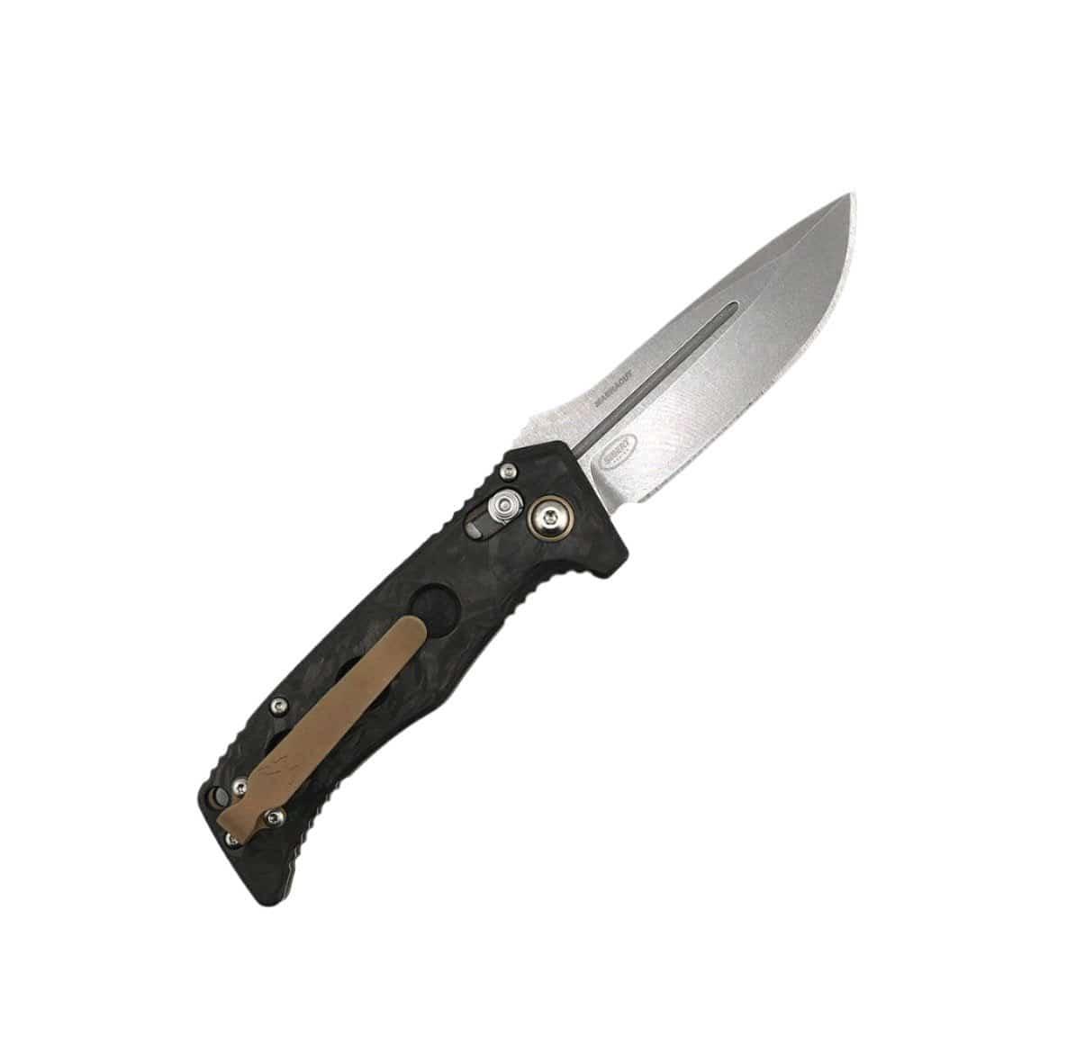 Benchmade 2730-03 Shane Sibert Mini Adamas Auto Folding Knife 3.25" CPM MagnaCut Satin Plain Edge - Marbled Carbon Fiber Handles - NORTH RIVER OUTDOORS