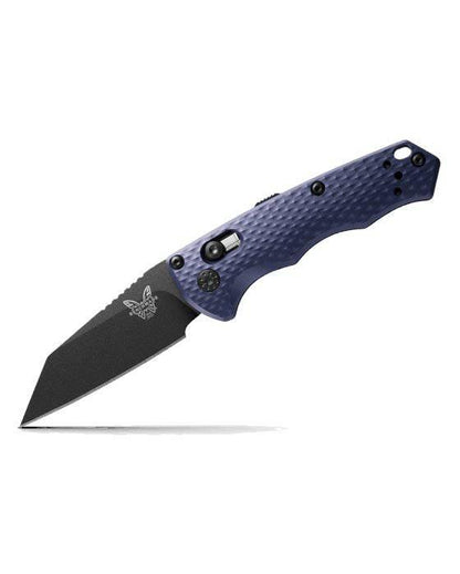 Benchmade 2900BK Auto Immunity Folding Knife 2.49" CPM-M4 Cobalt Black Wharncliffe Crater Blue Billet Handles - NORTH RIVER OUTDOORS