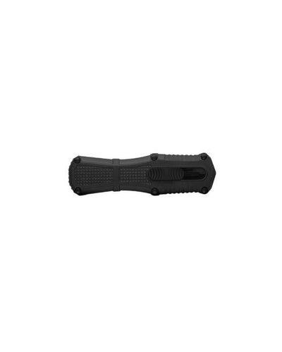 Benchmade 3375GY Mini Claymore OTF Auto Knife 3.02" CPM-D2 Smoke Gray PVD Double Edge Blade Black Grivory Handles - NORTH RIVER OUTDOORS