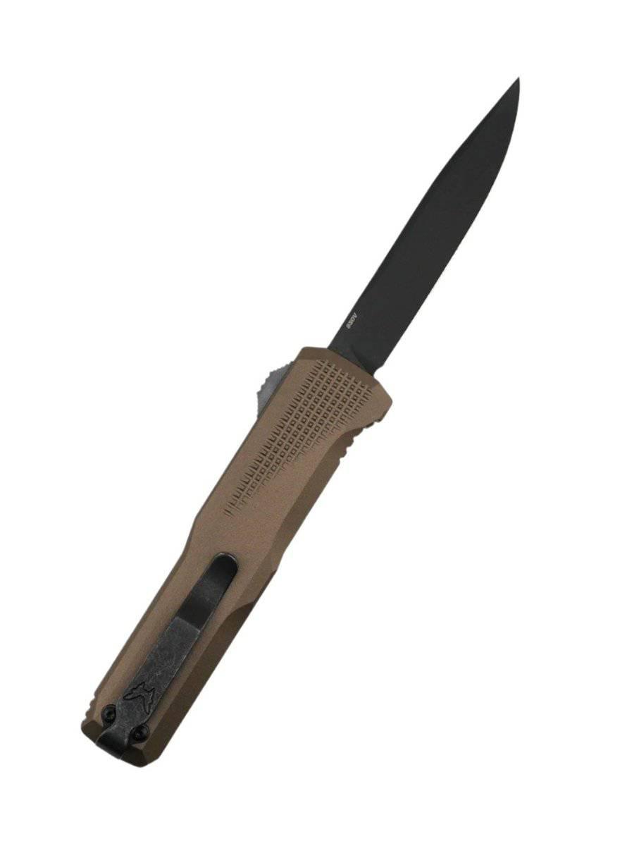 Benchmade 4600DLC-1 Phaeton OTF 3.45" Black S30V Drop Point Blade w/ Dark Earth Aluminum Handles - NORTH RIVER OUTDOORS