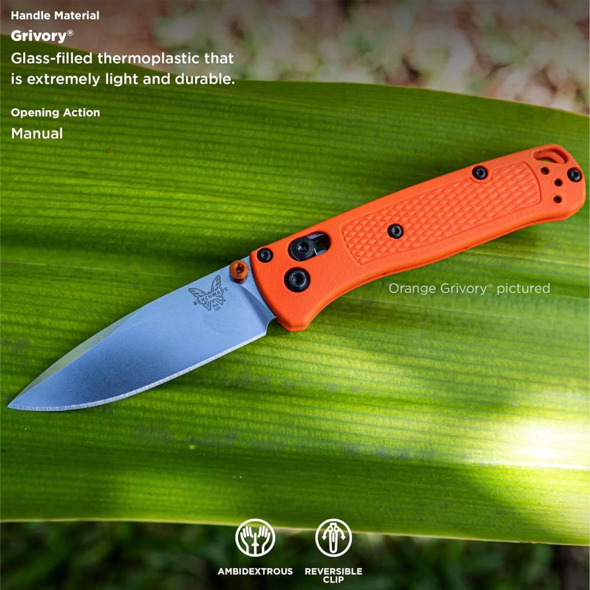 Benchmade 533-04 Limited Mini Bugout AXIS Folding Knife 2.82" S30V Satin Plain Blade Mesa Red Grivory Handles - NORTH RIVER OUTDOORS