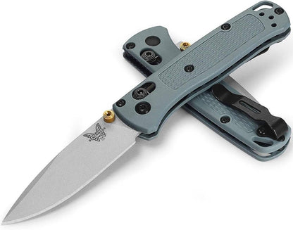 Benchmade 533SL-07 Seasonal Mini Bugout AXIS Folding Knife 2.82" S30V Crushed Silver Cerakote Plain Blade Sage Green Grivory Handles - NORTH RIVER OUTDOORS