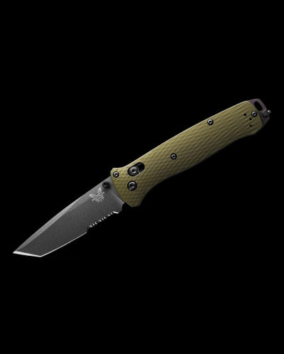 Benchmade 537SGY-1 Bailout Serrated Knife Green Aluminum Knife 3.4" (USA) - NORTH RIVER OUTDOORS