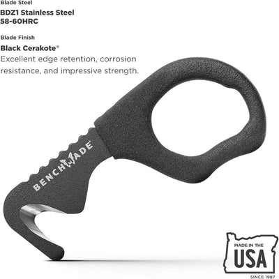 Benchmade 7 BLKW Rescue Hook Strap Cutter with Tan Sheath (USA) - NORTH RIVER OUTDOORS