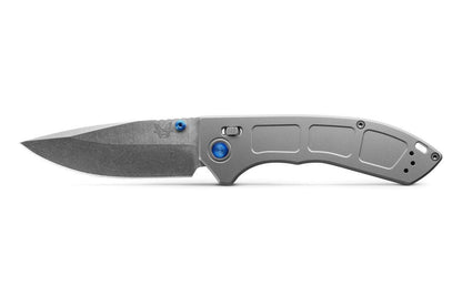 Benchmade 748 Narrows Axis Folding Knife 3.43" M390 Satin Drop Point Titanium Blue Accents - NORTH RIVER OUTDOORS