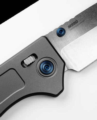 Benchmade 748 Narrows Axis Folding Knife 3.43" M390 Satin Drop Point Titanium Blue Accents - NORTH RIVER OUTDOORS
