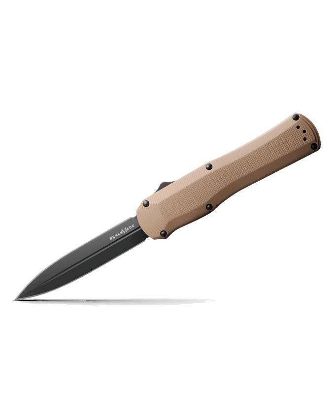 Benchmade Autocrat Auto OTF Knife 3.71" Black DLC S30V Double Edge Coyote Brown G10 3400BK-2 - NORTH RIVER OUTDOORS