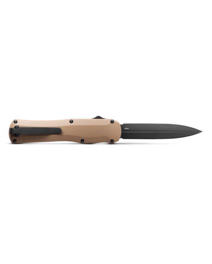 Benchmade Autocrat Auto OTF Knife 3.71" Black DLC S30V Double Edge Coyote Brown G10 3400BK-2 - NORTH RIVER OUTDOORS