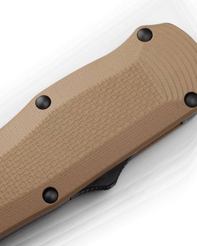 Benchmade Autocrat Auto OTF Knife 3.71" Black DLC S30V Double Edge Coyote Brown G10 3400BK-2 - NORTH RIVER OUTDOORS