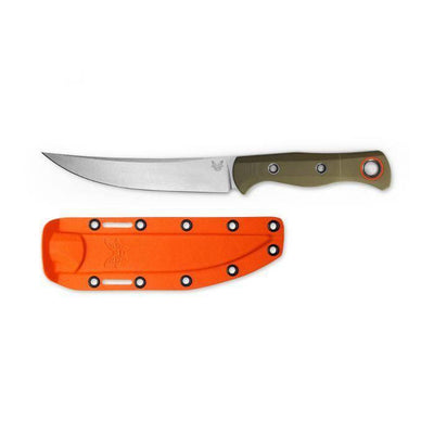 Benchmade Meatcrafter 15500-3 Fixed Blade 6.08" CPM-S45VN Stonewashed, OD Green Handles (USA) - NORTH RIVER OUTDOORS