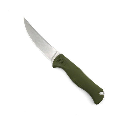 Benchmade Meatcrafter 15505 Fixed Blade 4" CPM-145 Stonewashed Trailing Point Blade w/ Dark Olive Santoprene Handles - NORTH RIVER OUTDOORS