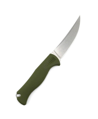 Benchmade Meatcrafter 15505 Fixed Blade 4" CPM-145 Stonewashed Trailing Point Blade w/ Dark Olive Santoprene Handles - NORTH RIVER OUTDOORS