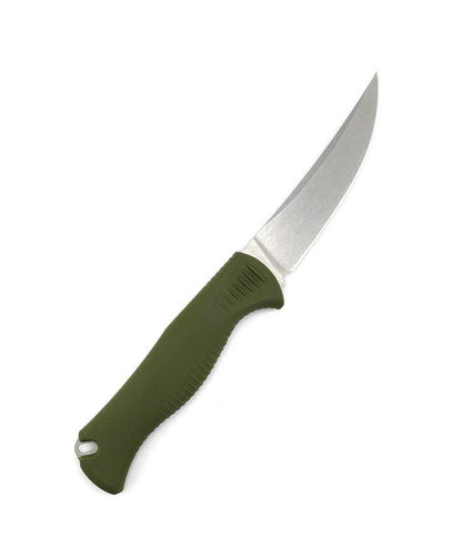 Benchmade Meatcrafter 15505 Fixed Blade 4" CPM-145 Stonewashed Trailing Point Blade w/ Dark Olive Santoprene Handles - NORTH RIVER OUTDOORS