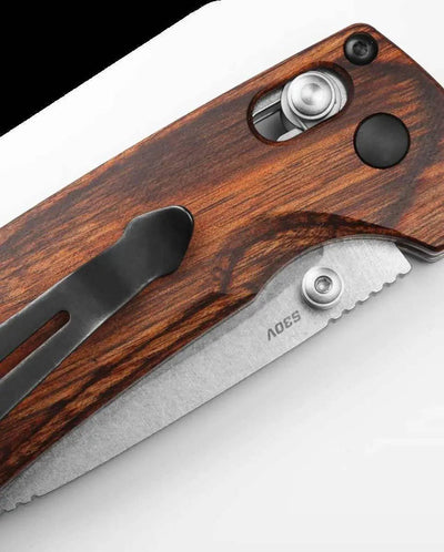 Benchmade North Fork 15031-2 Folding Knife 2.97" S30V Blade, Stabilized Wood Handles (USA) - NORTH RIVER OUTDOORS