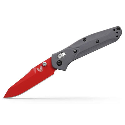 Benchmade SHOT Show 2024 Exclusive Mini Osborne Folding Knife 2.92" S90V Red Plain Blade Gray G10 Handles, AXIS/Crossbar Lock - NORTH RIVER OUTDOORS