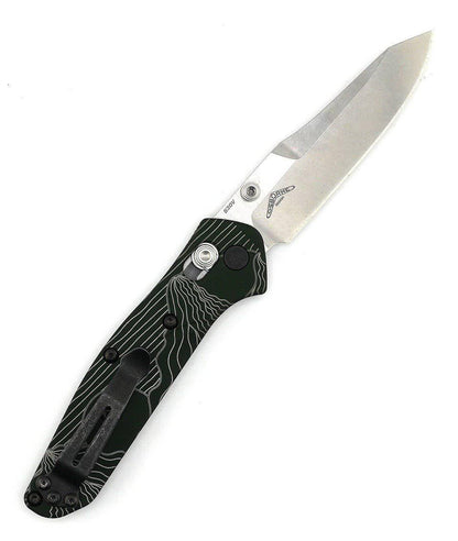 Custom Engraved Benchmade 945 Mini Osborne Folding Knife 2.92" S30V Satin Plain Blade, Green - NORTH RIVER OUTDOORS