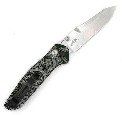 Custom Engraved Benchmade 945 Mini Osborne Folding Knife 2.92" S30V Satin Plain Blade, Green - NORTH RIVER OUTDOORS