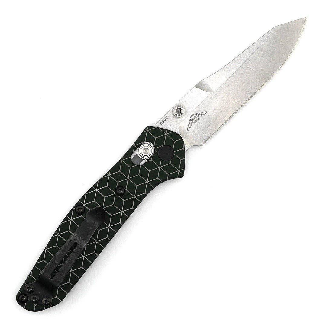 Custom Engraved Benchmade 945 Mini Osborne Folding Knife 2.92" S30V Satin Plain Blade, Green - NORTH RIVER OUTDOORS