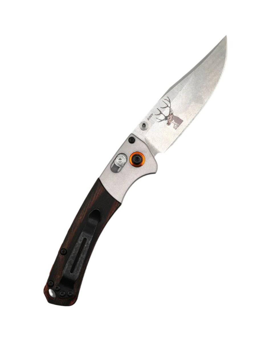 Custom Engraved Benchmade Mini Crooked River Knife Dymondwood (3.4") 15085-2 - NORTH RIVER OUTDOORS