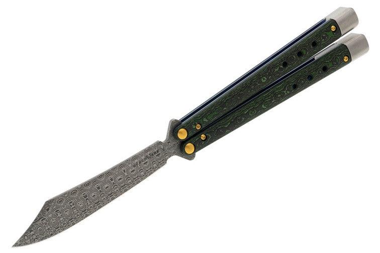 Benchmade 99-242 Gold Class Necron Latchless Balisong Butterfly Knife 4.59" Weehawk Damasteel - NORTH RIVER OUTDOORS