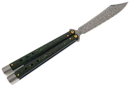 Benchmade 99-242 Gold Class Necron Latchless Balisong Butterfly Knife 4.59" Weehawk Damasteel - NORTH RIVER OUTDOORS