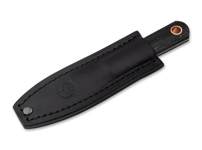 Boker Lucas Burnley Barlow BFF Damast Fixed Blade Knife 2.76" Damascus Clip Point Bog Oak Wood Handle - NORTH RIVER OUTDOORS