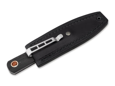 Boker Lucas Burnley Barlow BFF Damast Fixed Blade Knife 2.76" Damascus Clip Point Bog Oak Wood Handle - NORTH RIVER OUTDOORS