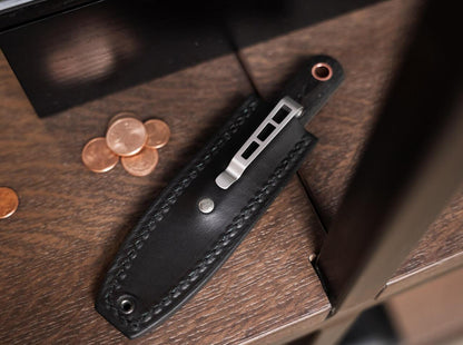 Boker Lucas Burnley Barlow BFF Damast Fixed Blade Knife 2.76" Damascus Clip Point Bog Oak Wood Handle - NORTH RIVER OUTDOORS