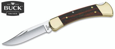 Buck 0110BRS 110 Folding Hunter 3.75" Plain Edge 420HC Blade Ebony Handle Leather Sheath - NORTH RIVER OUTDOORS