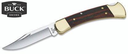 Buck 0110BRS 110 Folding Hunter 3.75" Plain Edge 420HC Blade Ebony Handle Leather Sheath - NORTH RIVER OUTDOORS