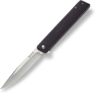 Buck 256 Decatur Ball Bearing Flipper Knife 3.5" Drop Point Blade Black G10 Handles (0256BKS) - NORTH RIVER OUTDOORS