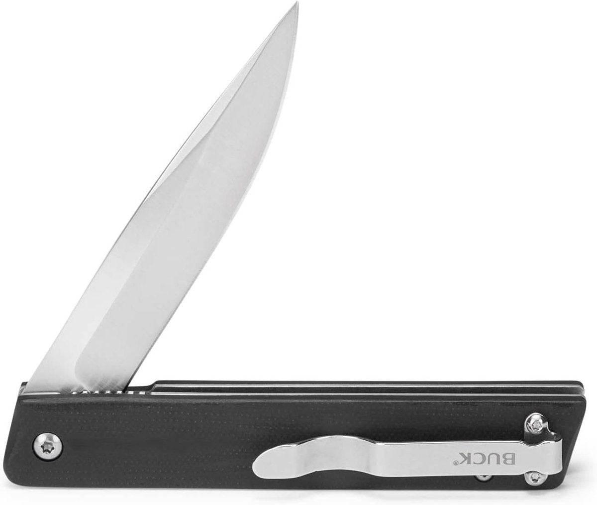 Buck 256 Decatur Ball Bearing Flipper Knife 3.5" Drop Point Blade Black G10 Handles (0256BKS) - NORTH RIVER OUTDOORS