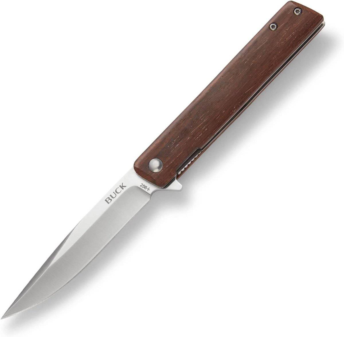 Buck 256 Decatur Ball Bearing Flipper Knife 3.5" Drop Point Wood Handles (0256BRS) - NORTH RIVER OUTDOORS
