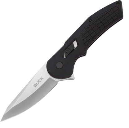 Buck 261 Hexam Flipper Knife 3.33" Satin Drop Point Blade Black Injection Molded Handles - NORTH RIVER OUTDOORS