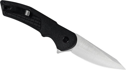 Buck 261 Hexam Flipper Knife 3.33" Satin Drop Point Blade Black Injection Molded Handles - NORTH RIVER OUTDOORS