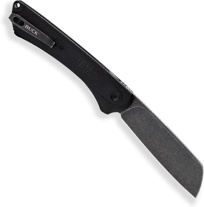 Buck 263 HiLine XL Manual Frame Lock Flipper Knife 3.75" D2 Black Stonewashed Cleaver Gray Handles - NORTH RIVER OUTDOORS