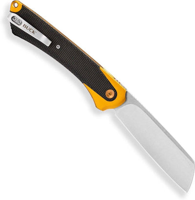 Buck 263 HiLine XL Manual Frame Lock Flipper Knife 3.75" D2 Black Stonewashed Cleaver Gray Handles - NORTH RIVER OUTDOORS