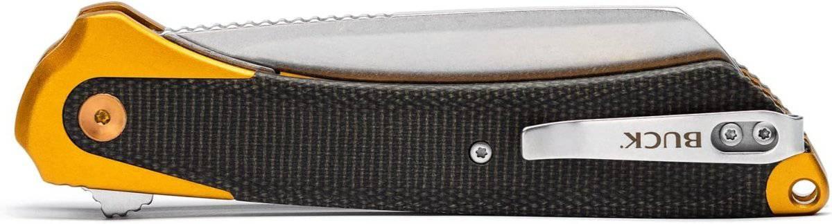 Buck 263 HiLine XL Manual Frame Lock Flipper Knife 3.75" D2 Black Stonewashed Cleaver Gray Handles - NORTH RIVER OUTDOORS