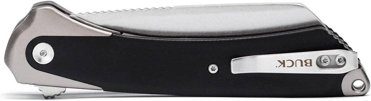 Buck 263 HiLine XL Manual Frame Lock Flipper Knife 3.75" D2 Black Stonewashed Cleaver Gray Handles - NORTH RIVER OUTDOORS