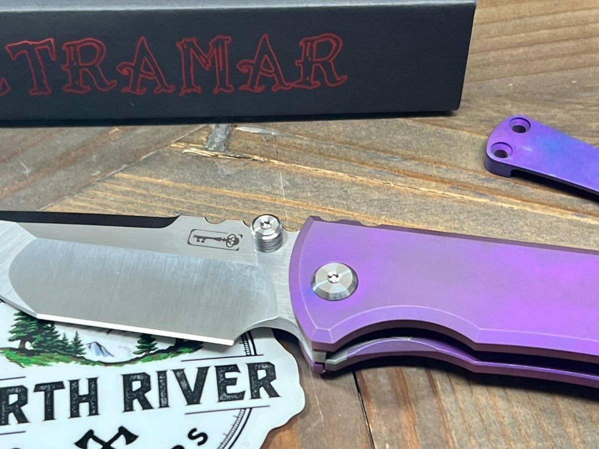 Chaves Redencion Street Semi-Custom Titanium Tanto Knife "BlueBerry" - NORTH RIVER OUTDOORS