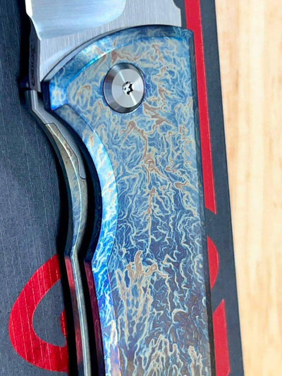 Chaves Semi-Custom Redencion 229 Lee Williams Kickstop Flipper Tanto Titanium "Lightning Strike" - NORTH RIVER OUTDOORS
