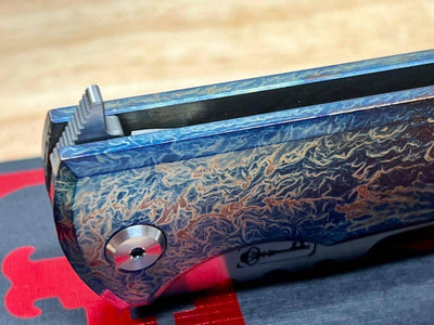 Chaves Semi-Custom Redencion 229 Lee Williams Kickstop Flipper Tanto Titanium "Lightning Strike" - NORTH RIVER OUTDOORS