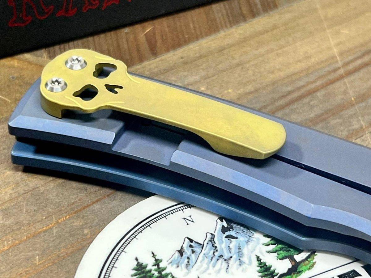 Chaves Street Semi-Custom Titanium Tanto Knife "Blue & Gold" - NORTH RIVER OUTDOORS