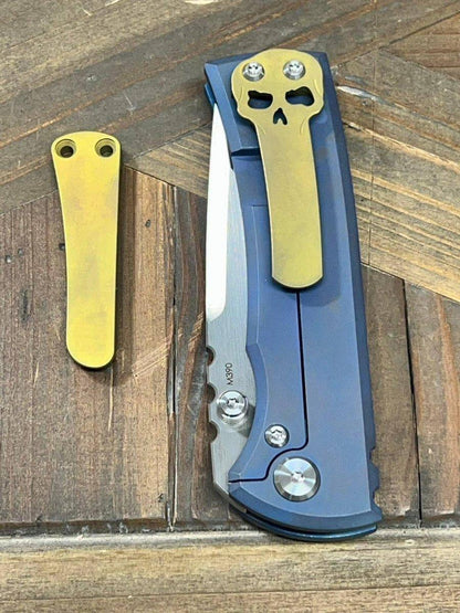 Chaves Street Semi-Custom Titanium Tanto Knife "Blue & Gold" - NORTH RIVER OUTDOORS