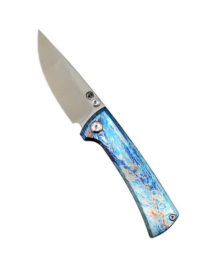 Custom Chaves Knives RCK9 Frame Lock Knife Heat Antropic Titanium (3.25" Satin M390) - NORTH RIVER OUTDOORS