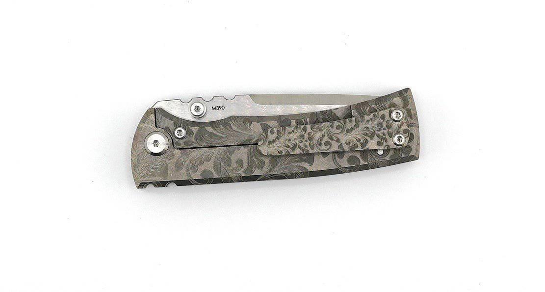 Custom Chaves Redencion Street Floral Titanium Drop Point Knife (3.25" Satin) (Engraved) - NORTH RIVER OUTDOORS