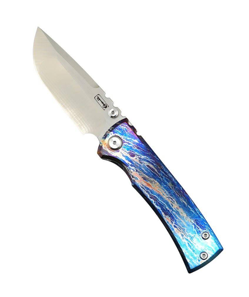 Custom Chaves Redencion Street Titanium Drop-Point Knife "LightningStrike" - NORTH RIVER OUTDOORS