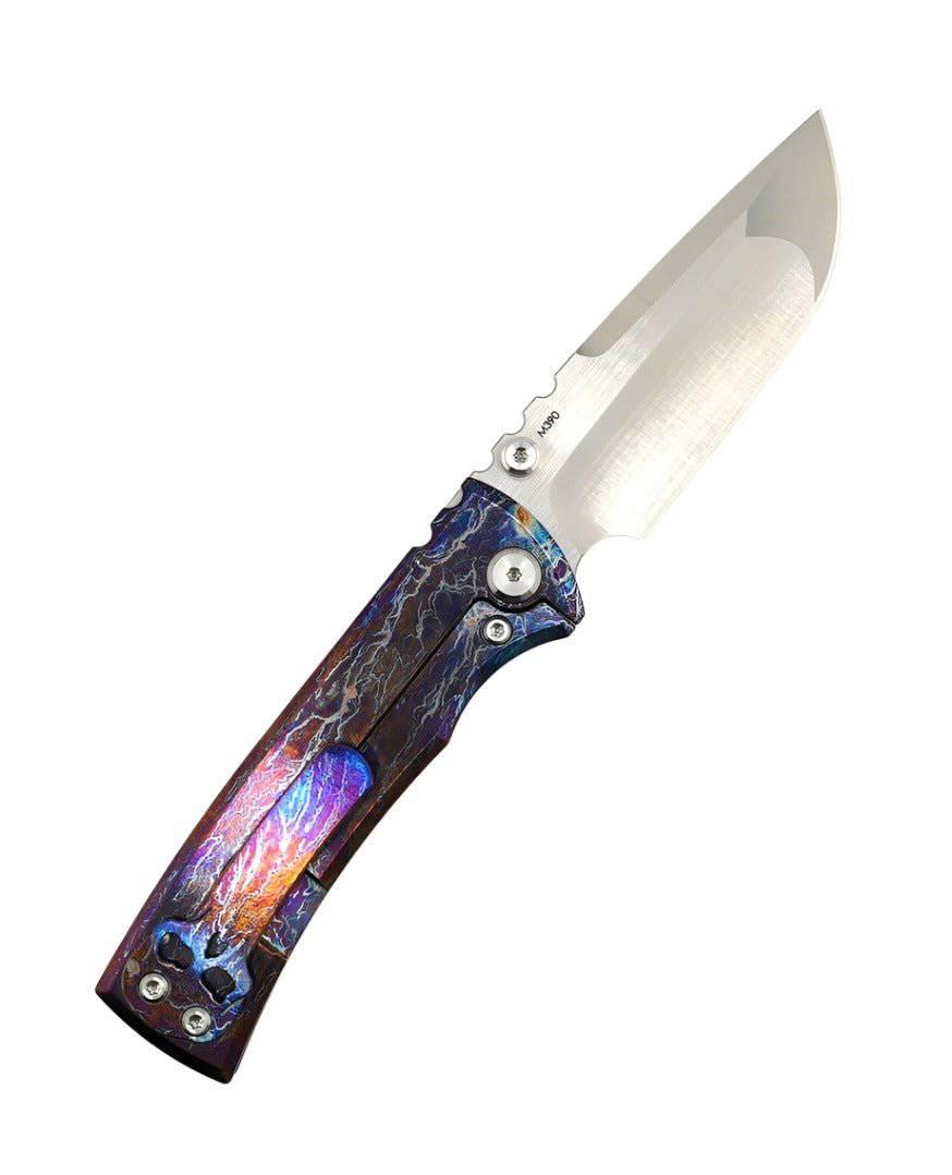 Custom Chaves Redencion Street Titanium Drop-Point Knife "LightningStrike" - NORTH RIVER OUTDOORS