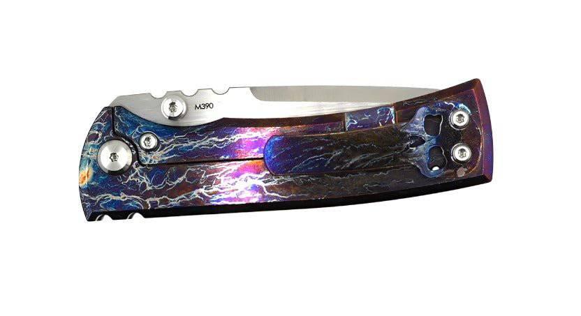 Custom Chaves Redencion Street Titanium Drop-Point Knife "LightningStrike" - NORTH RIVER OUTDOORS