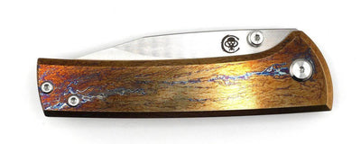 Custom Chaves Scapegoat Street Frame Lock Folding Knife Heat Antropic Ti Handles (3.50" Bohler M390) (Gold Lightning) - NORTH RIVER OUTDOORS